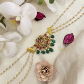 Vriksham Unique Designer Kundan Jadau Sheeshphool-Green Bead-J2786